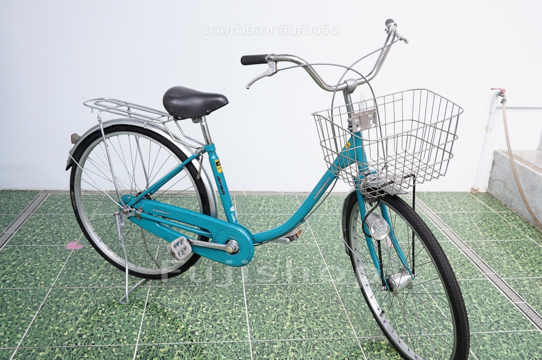 จักรยานแม่บ้านญี่ปุ่น - ล้อ 26 นิ้ว - ไม่มีเกียร์ - ไฟหน้าอัตโนมัติ - Maruishi - สีเขียวน้ำทะเล [จักรยานมือสอง]