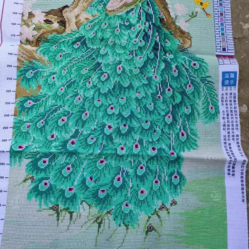 peacock-1110 *สินค้าหมด* ชุดปักครอสติช ลายนกยูงคู่เขียว (ปักเต็มผืนผ้า ผ้า11CTพิมพ์ลาย ปัก 3 เส้นเล็ก) ขนาด 50*90 ซม.ผ้าครอสติช 11CTพิมพ์ลายปักบนผ้า ไหมคอตตอน 33 สี ผังลาย เข็ม