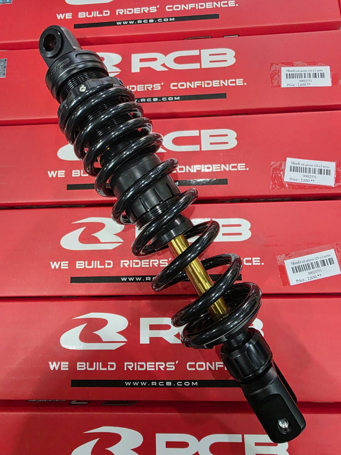 โช็คหลัง RCB MONOSHOK S-2 SERIES ขนานความสูง 320MM GIORNO+LEAD125 มีสีแดงราคา2650 สีดำแกนทองราคา2950 ประกัน1ปี