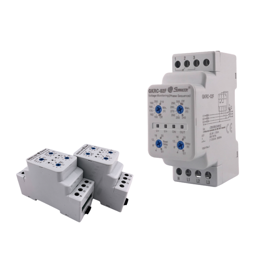 อุปกรณ์ป้องกันไฟตกไฟเกิน GKRC-02F (N) | 3P4W Phase Sequence Phase Protection รีเลย์ป้องกันแรงดันไฟฟ้าเกินและต่ำ เกาะราง