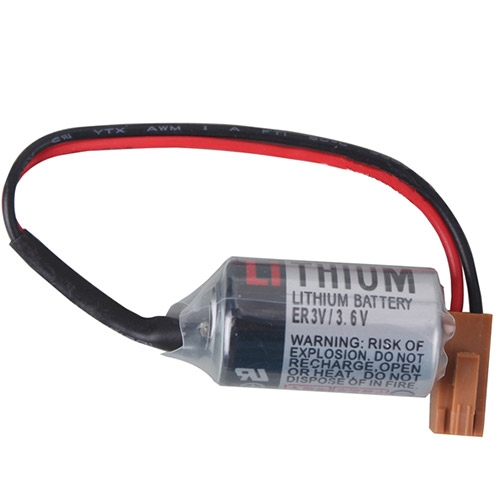 แบตเตอรี่ลิเธี่ยม TOSHIBA ER3V / 3.6V Lithium Battery 1/2 AA สำหรับ FUJI PLC CPM2A-BAT01 พร้อมสายและขั้วต่อ (ขั้วน้ำตาล)