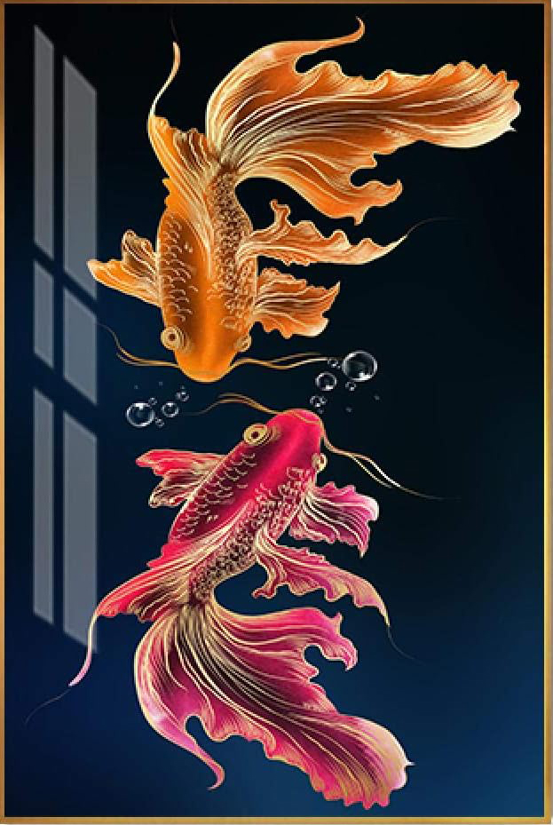 pla-1138 *สินค้าหมด* ชุดปักครอสติช ลายคู่ปลาทองแดงส้ม (ปักเต็มผืนผ้า ไม่มีเดินเส้น ผ้า11CTพิมพ์ลาย ปัก 3 เส้นเล็ก) ขนาด 50*90 ซม.ผ้าครอสติช 11CTพิมพ์ลายปักบนผ้า ไหมคอตตอน 27 สี ผังลาย เข็ม