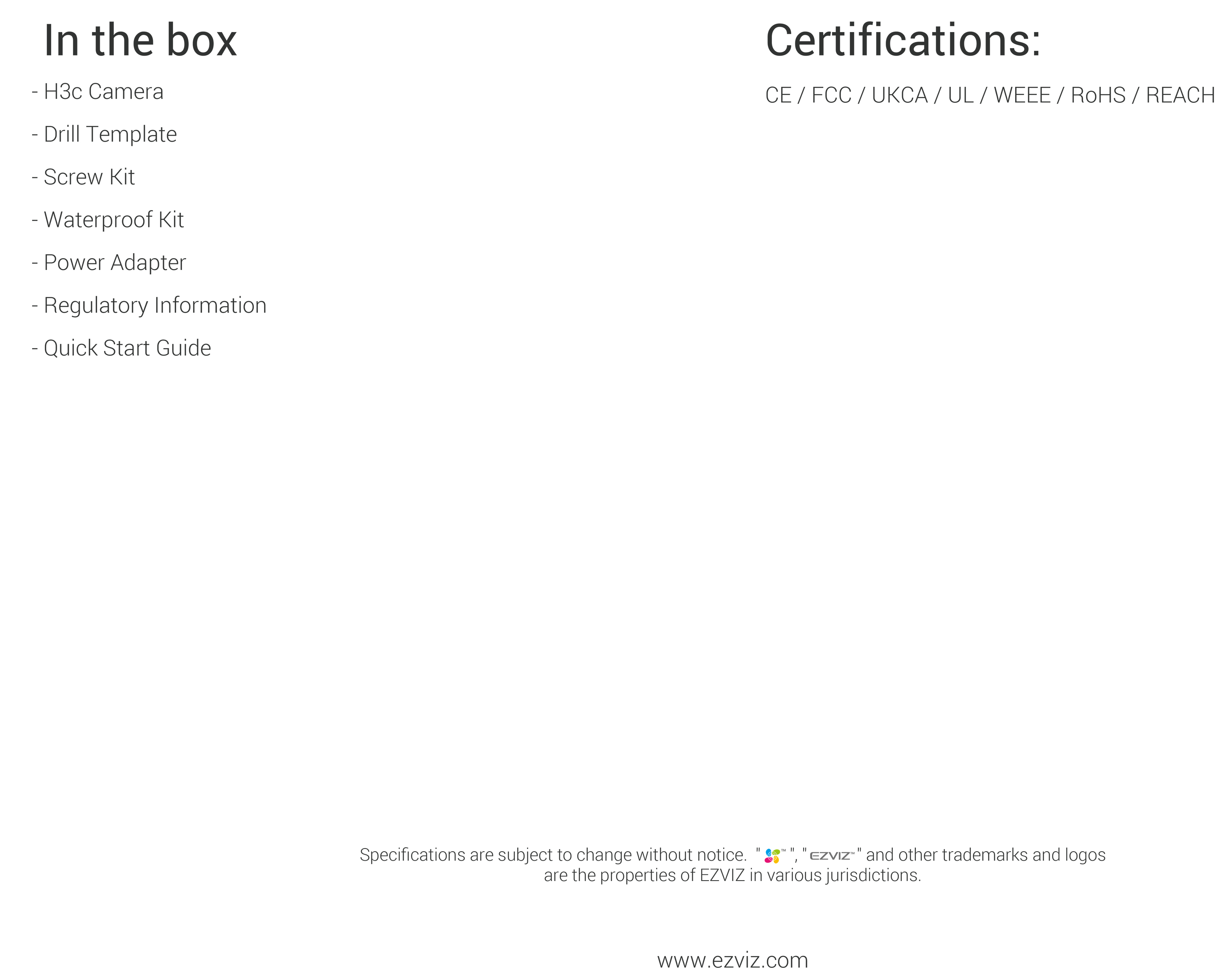 EZVIZ H3c กล้องวงจรปิดระบบ IP WIFI ความละเอียด 2 ล้านพิกเซล มีไมค์ในตัว IR 30 M. ติดตั้งภายนอกได้ BY BILLIONAIRE SECURETECH EZVIZ H3c