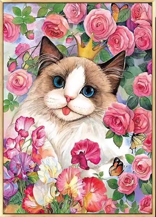cat-1001 *สินค้าหมด* ชุดปักครอสติช ลายแมวน้อยในสวนดอกไม้ (ปักเต็มผืนผ้า ไม่มีเดินเส้น ผ้า9CTพิมพ์ลาย ปัก 4 เส้นเล็ก) ขนาด 65*85 ซม.ผ้าครอสติช 9CTพิมพ์ลายปักบนผ้า ไหมคอตตอน 40 สี ผังลาย เข็ม
