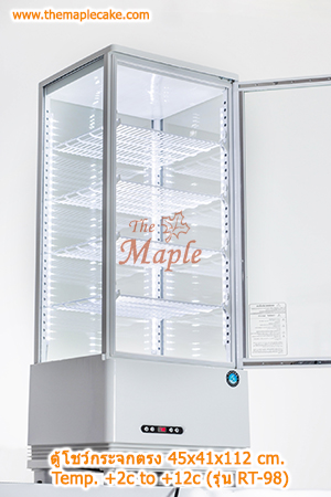 ตู้โชว์เค้กกระจกตรง ตั้งบนเคาน์เตอร์ ขนาดใหญ่ สีขาว RT-98