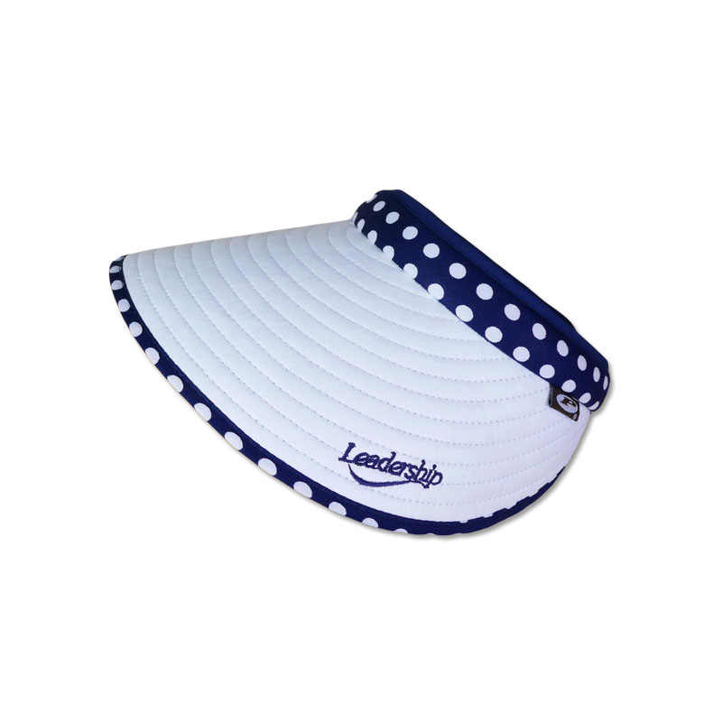 หมวกกอล์ฟ หมวกกันUV หมวกไวเซอร์ ผ้าDupont สีขาว (ลายจุด สีกรมท่า) by Season Tales