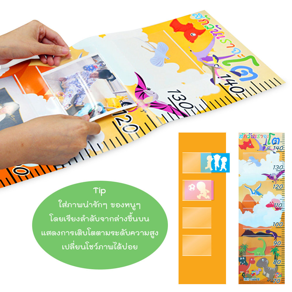 ที่วัดส่วนสูง มีช่องใส่รูป 70-150ซม. ลายสักวันเราจะโต ER-013--016 -มีช่องใส่รูป