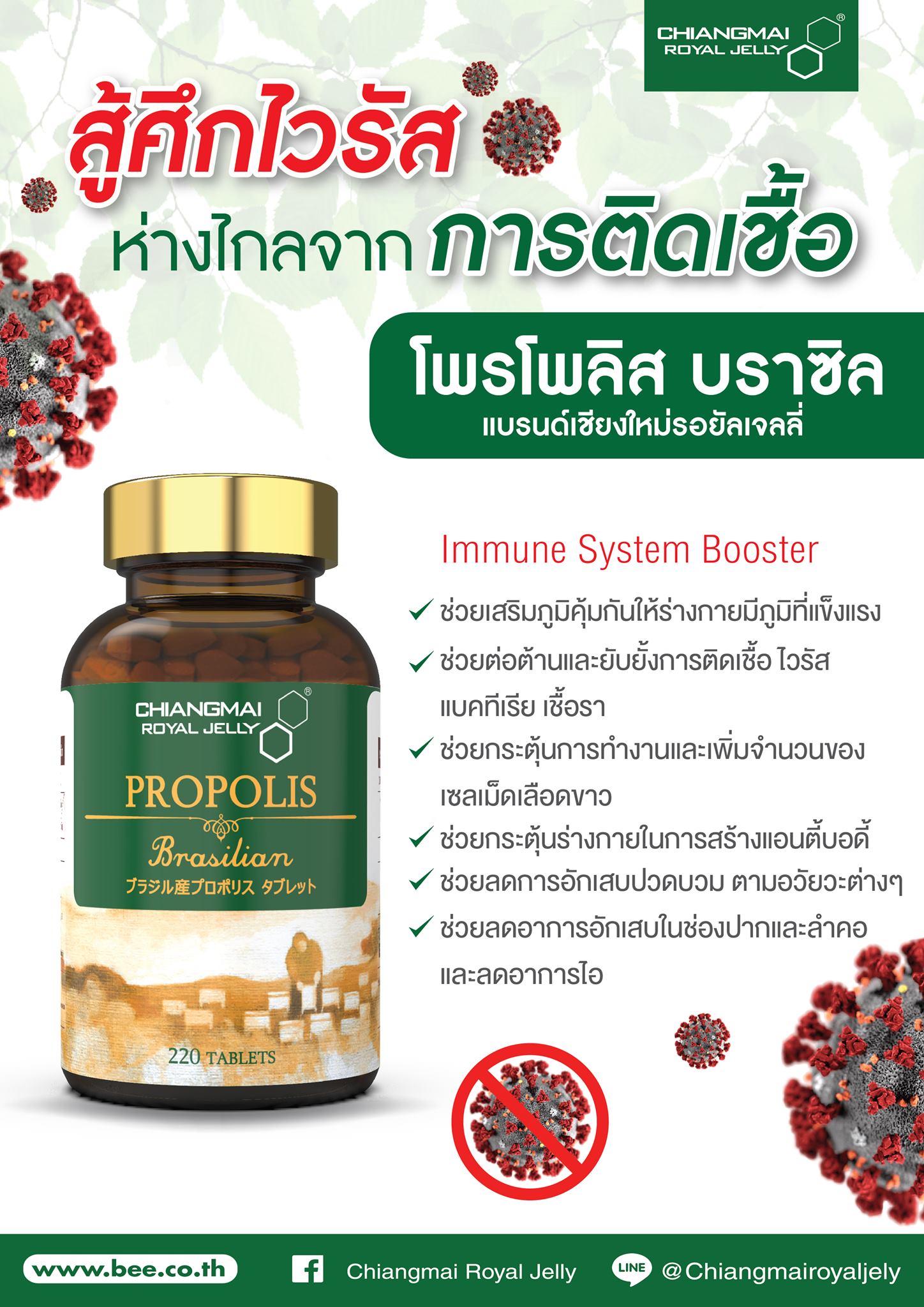 Propolis Brasil PROPOLIS BRASILIAN 30S CRJ โพรโพลิส บราซิลชนิดเม็ด 30เม็ด ป้องกันและเสริมภูมิคุ้มกัน