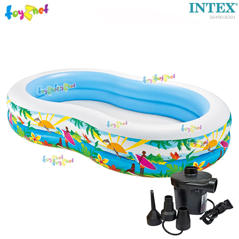Intex Paradise Pool 2.62x1.60x0.46 M. No.56490 + Elec. Air Pump.