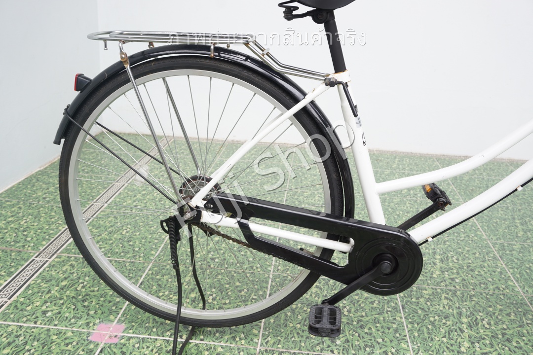 จักรยานแม่บ้านญี่ปุ่น - ล้อ 27 นิ้ว - ไม่มีเกียร์ - ไฟหน้าอัตโนมัติ - สีขาว [จักรยานมือสอง]