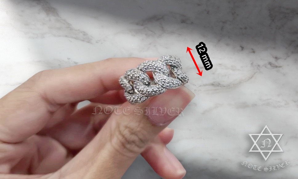 แหวนเงินแท้ ลายเลส ฝังเพชร ชุบทองคำขาว NSRG1851