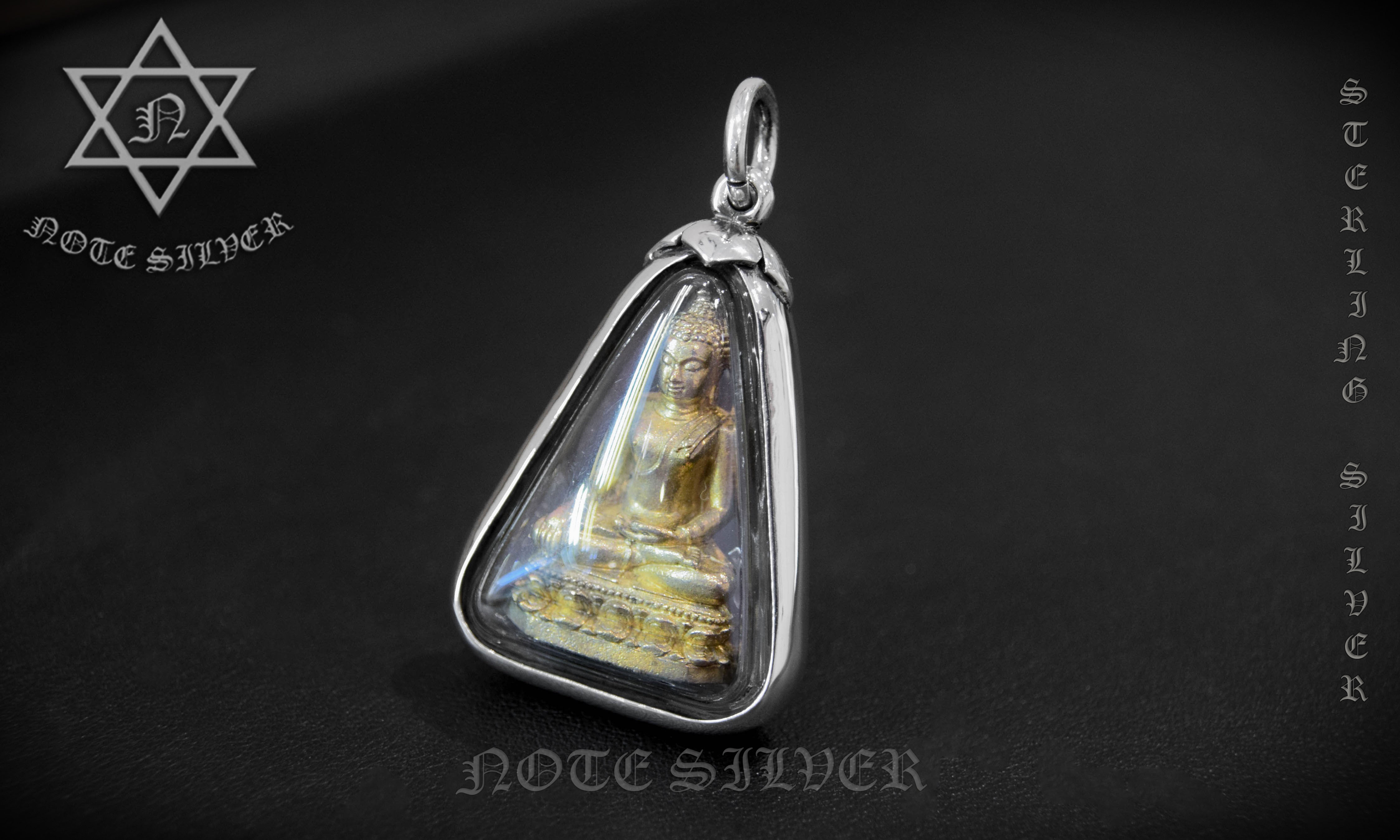 ตัวอย่างงานเลี่ยมผ่าหวาย กรอบเงินแท้ Sterling Silver 925 NSSV2775