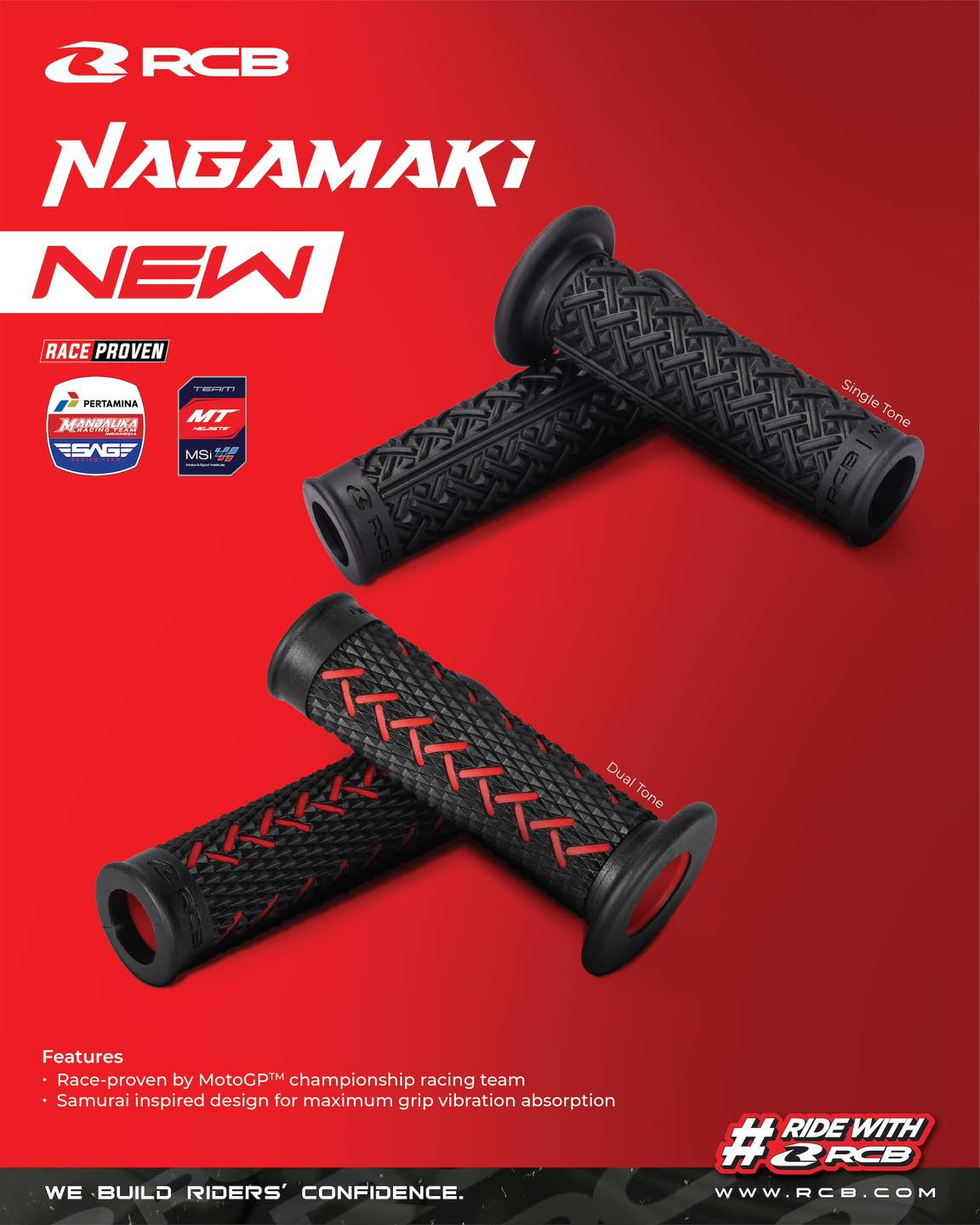 ปลอกแฮนด์ NAGAMAKI สีดำ สีแดง สีดำ 370 บาท สีดำแดง 390 บาท