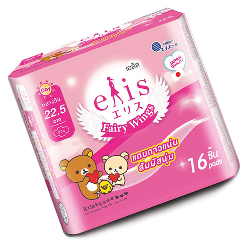 elis Fairy Wings ผ้าอนามัย แบบมีปีก เอลิส แฟรี่วิงส์ กลางวัน กลิ่น สวีทแฟรี่ ยาว 22.5 ซม. 16 ชิ้น (ห่อชมพู)