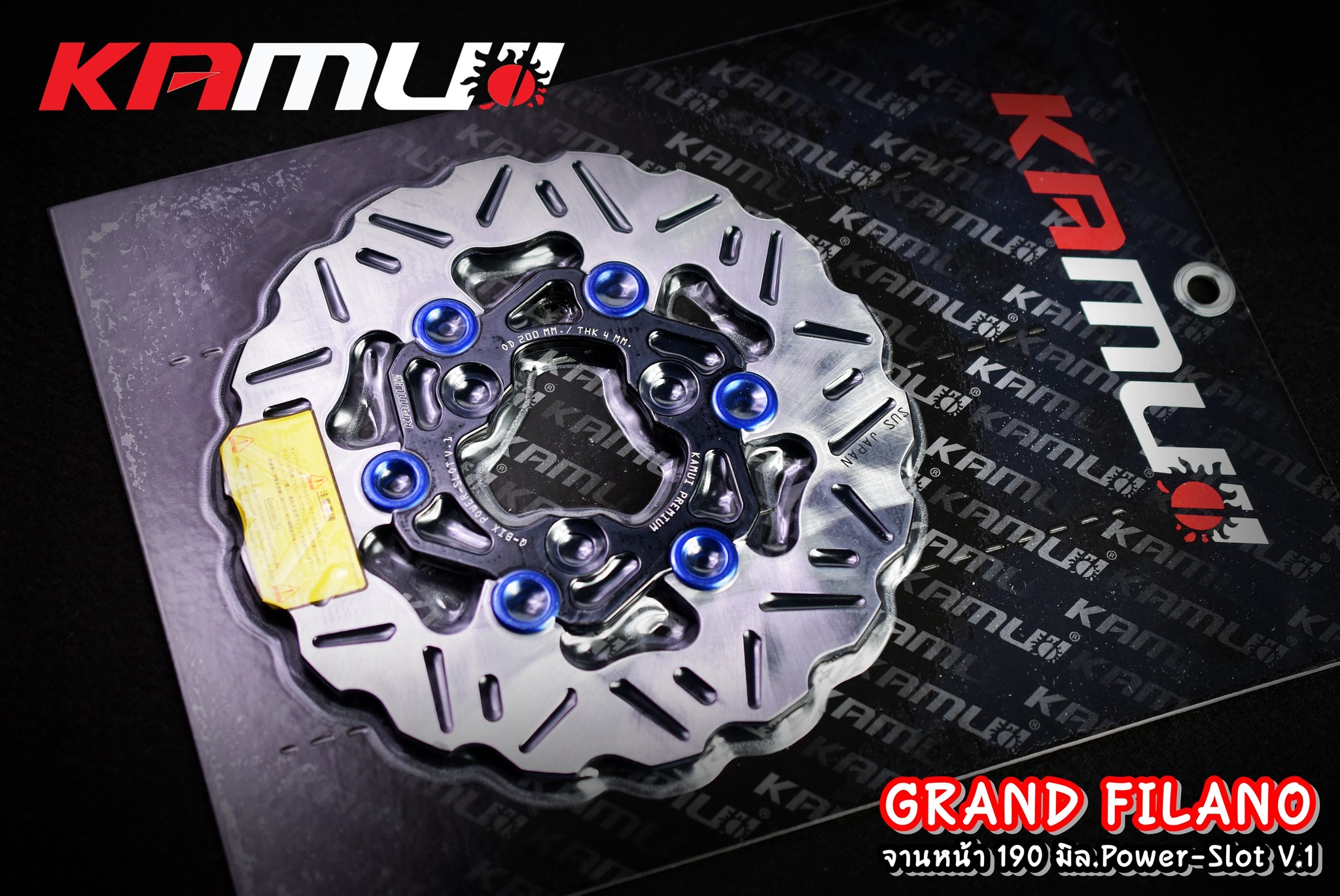 จานดิสก์ GrandFilano สแตนเลสใบจาน ญี่ปุ่น 100% จานหน้าขนาดเดิม 190 มิล. Power-Slot V.1