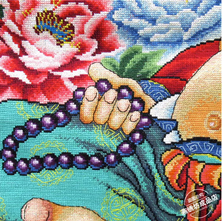 tep-1013 *พร้อมส่ง* ชุดปักครอสติช ลายพระสังกัจจายน์โพธิสัตว์ (ผ้า11CTพิมพ์ลาย ปัก 3 เส้นเล็ก) ขนาด 135*70 ซม.ผ้าครอสติช 11CTพิมพ์ลายปักบนผ้า+ไหมคอตตอน 72 สี+ผังลาย+เข็ม