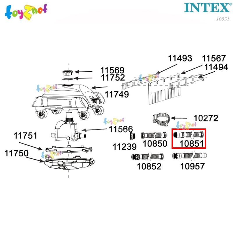 Intex ส่งฟรี สายยางช่วง B ของรถทำความสะอาดใต้น้ำอัตโนมัติ รุ่น 10851