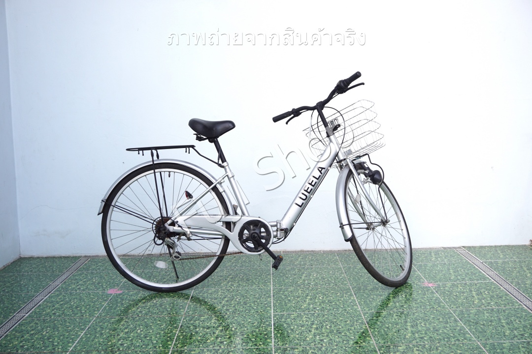 จักรยานแม่บ้านพับได้ ญี่ปุ่น - ล้อ 26 นิ้ว - เกียร์ 6 สปีด - สีเงิน [จักรยานมือสอง]