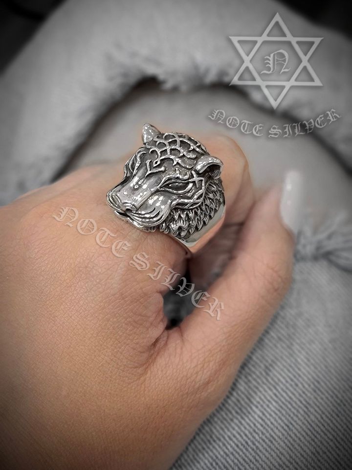แหวนเสือพาดลายกอธิค รุ่นไม่ฝังตา Super Gothic Ring of Tiger Sterling Silver 925 NSRG2774
