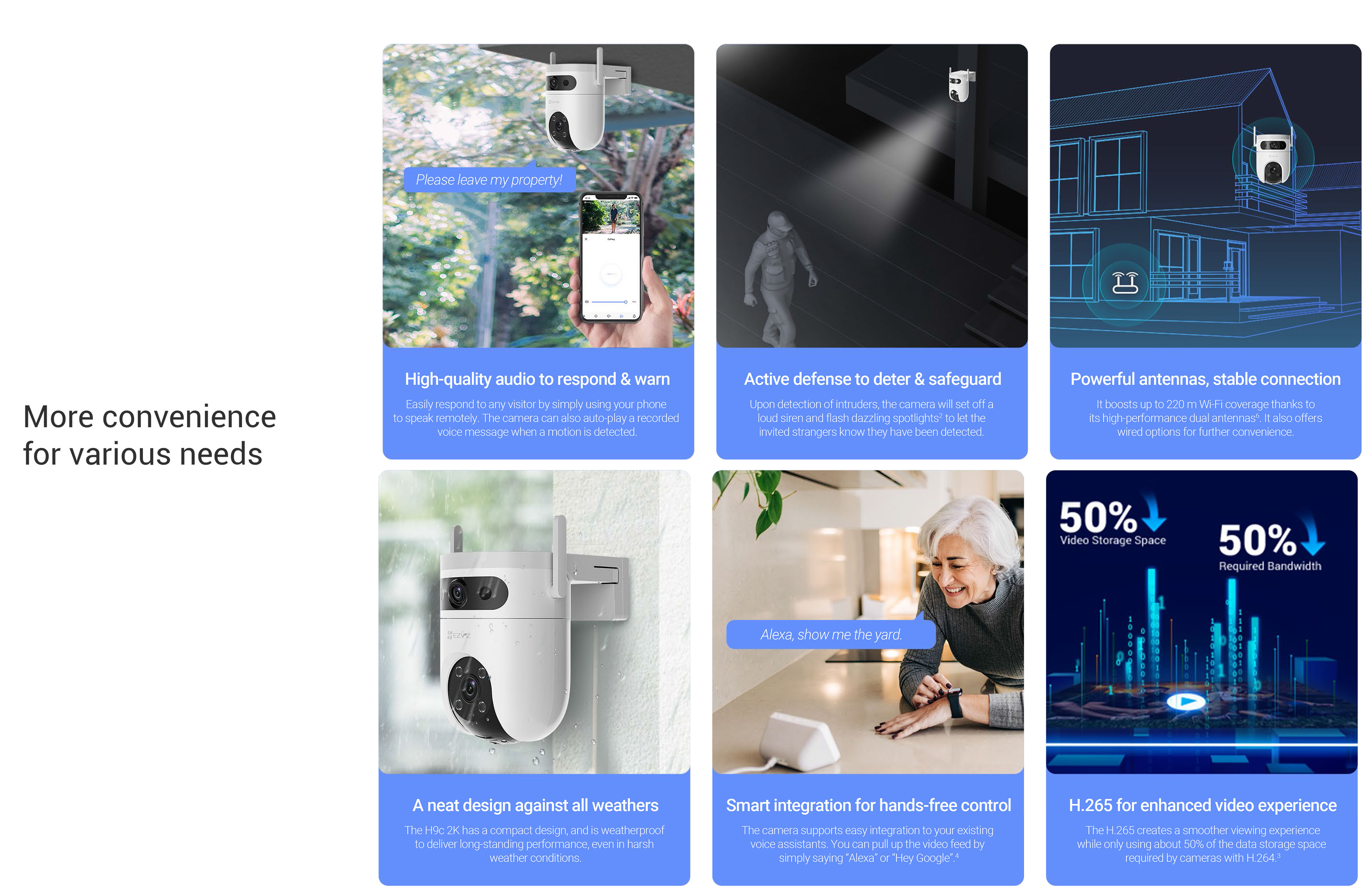 EZVIZ H9c Dual 2K กล้องวงจรปิดระบบ IP WIFI ความละเอียด 2K DUAL LENS ภาพสี 24 ชม. มีไมค์และลำโพงในตัว ติดตั้งภายนอกได้ BY BILLIONAIRE SECURETECH EZVIZ H9c Dual 2K