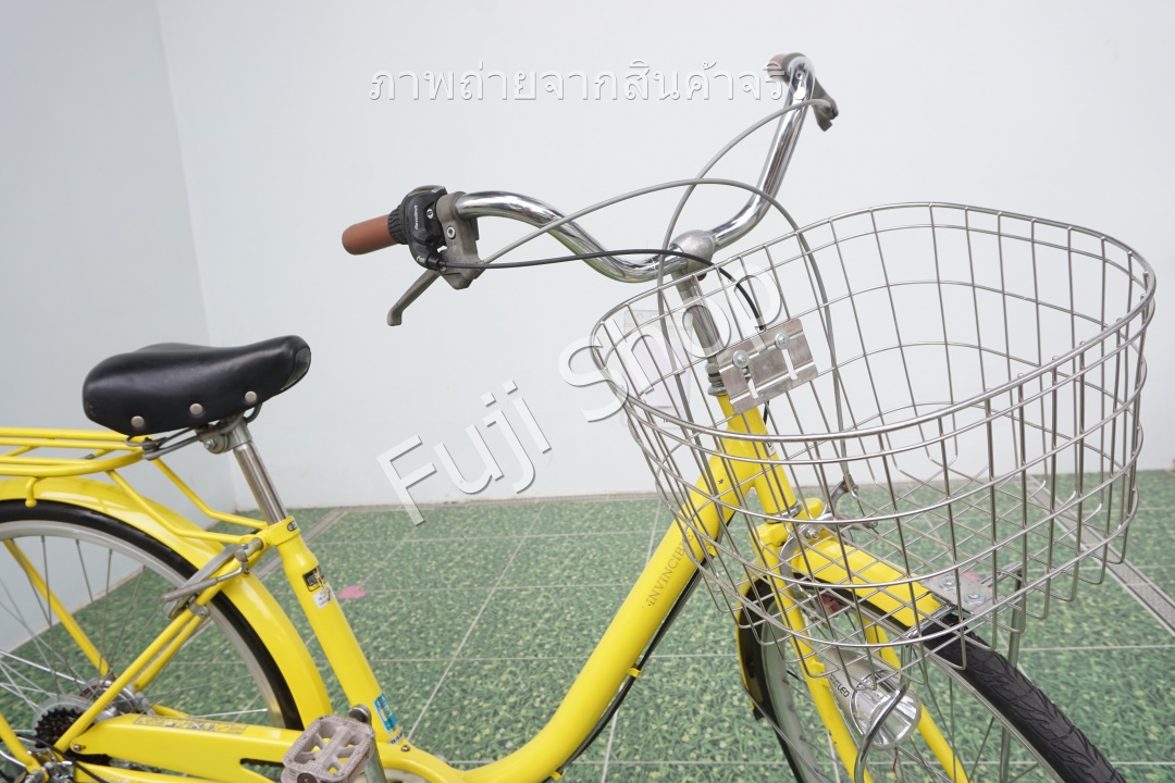 จักรยานแม่บ้านญี่ปุ่น - ล้อ 26 นิ้ว - มีเกียร์ - เกียร์ 6 สปีด - ไฟหน้าอัตโนมัติ - สีเหลือง [จักรยานมือสอง]