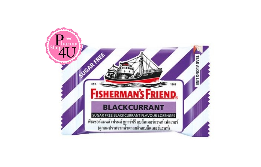 FISHERMAN Friend Blackcurrant (สีม่วง-ขาว) #กลิ่นแบล็คเคอร์แรนท์ (1ซอง)