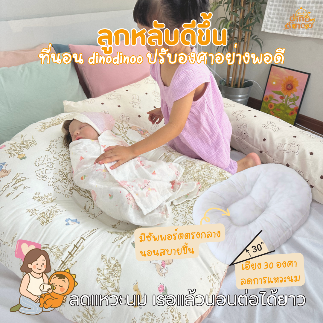 ที่นอนกันกรดไหลย้อน รุ่นกันแหวะ | ป้องกันแหวะนม ผ้า DinoSoft Cotton ซักได้ทั้งใบ ที่นอนเด็กแรกเกิด dinodinoo