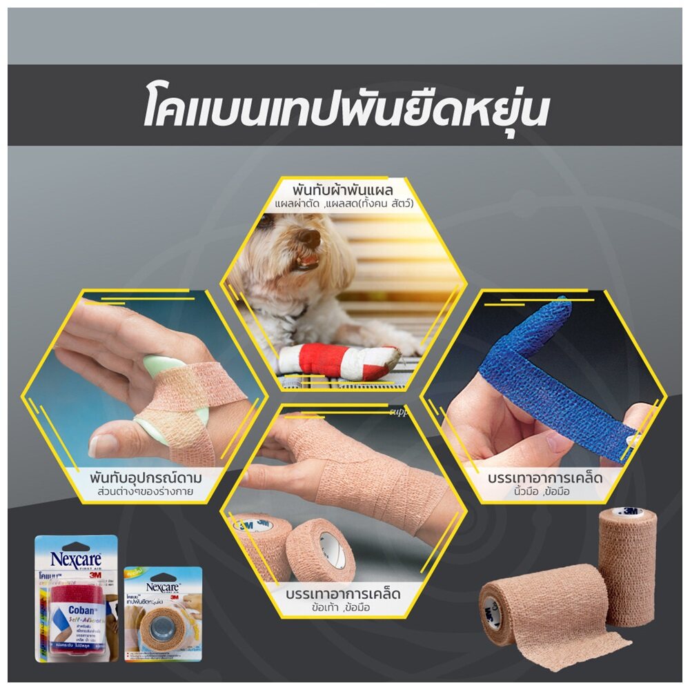 3M Nexcare Coban โคแบน (1 นิ้ว X 5 หลา) #สีเนื้อ