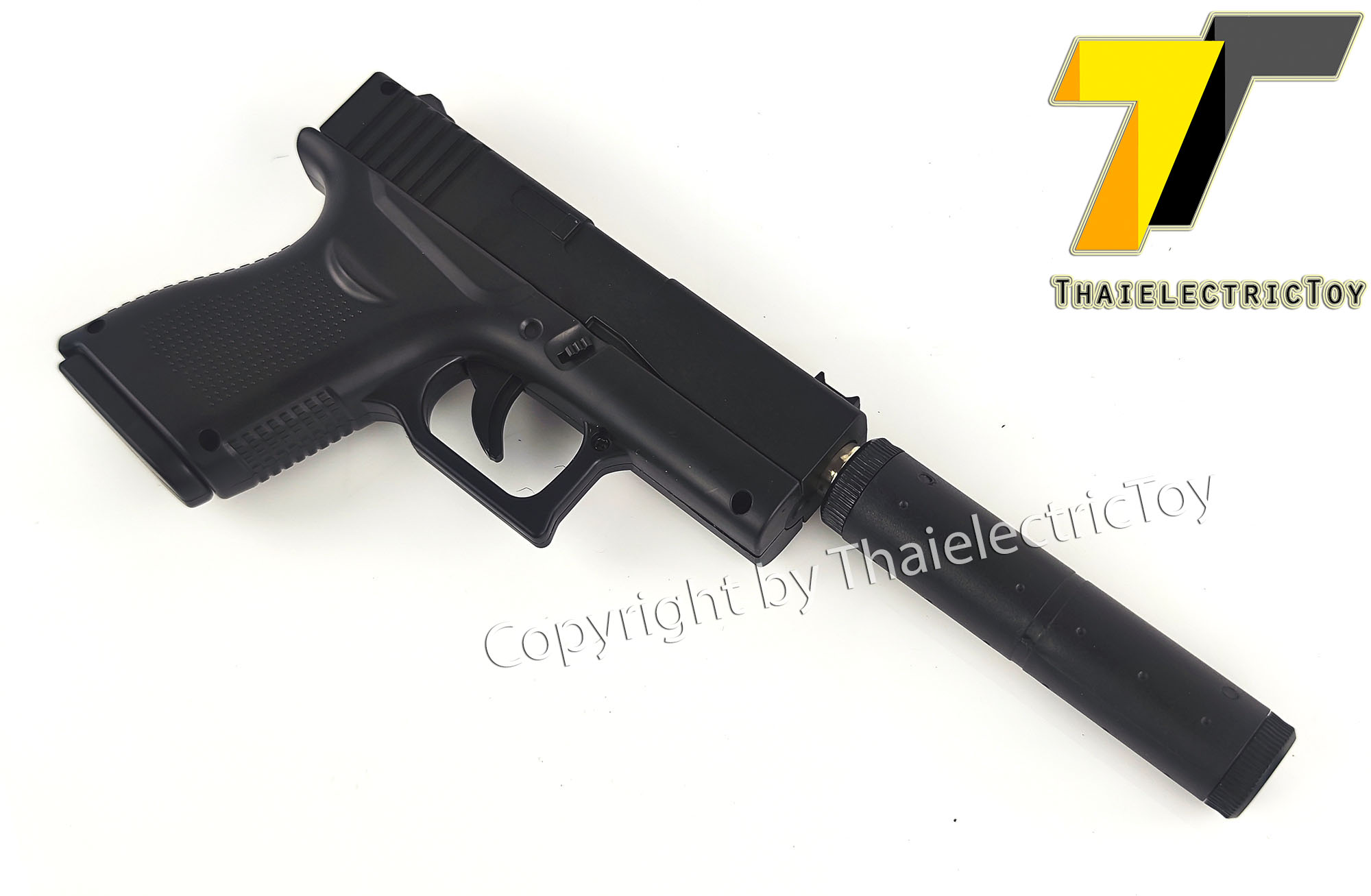 ปืนอัดลมเหล็ก Glock 43 ชักยิงทีล่ะนัด ลำกล้องยาว 6 นิ้ว หนัก 222 กรัม ใช้ลูกกระสุนพลาสติก 6 มิล