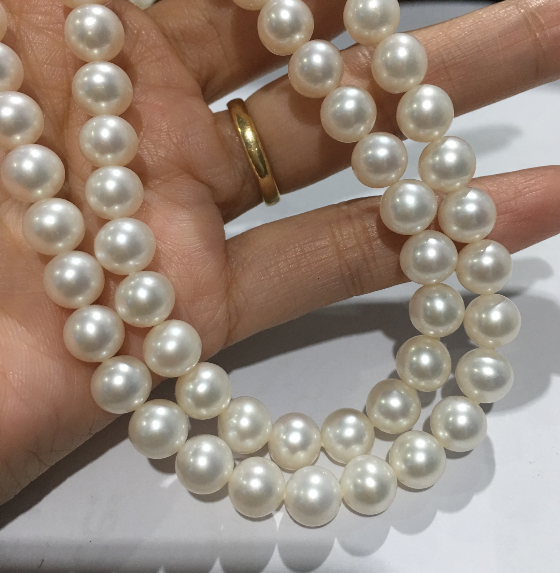 ชุดไข่มุกแท้ สร้อยคอ และ สร้อยข้อมือ แบบ 2 ชั้น 7-7.5 มิล AAA