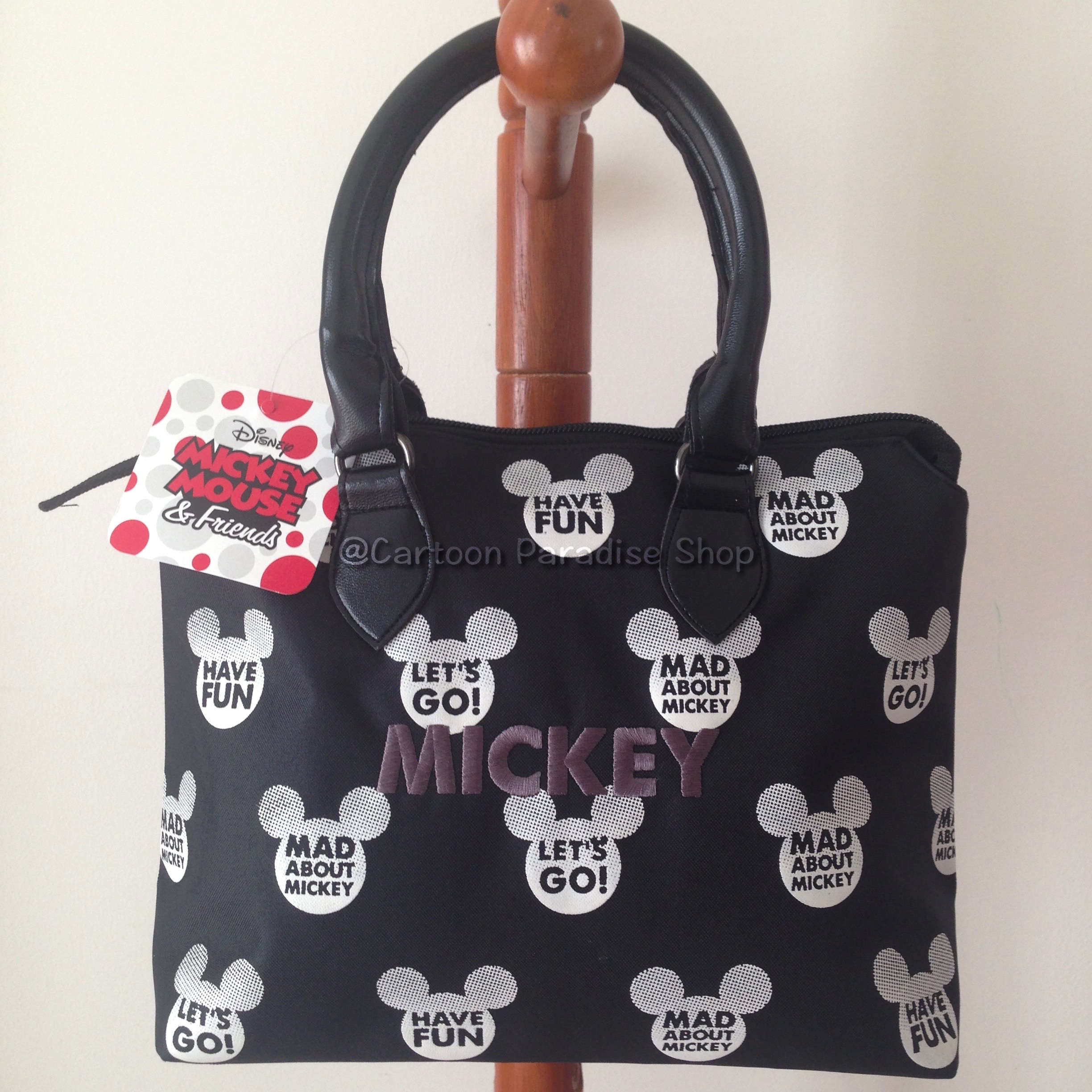 Disney กระเป๋าถือ ดิสนีย์ มิกกี้เมาส์ ลิขสิทธิ์แท้ Disney Mickey Mouse Handbag Purse 32 c.m. x 20c.m. (S) Black Small