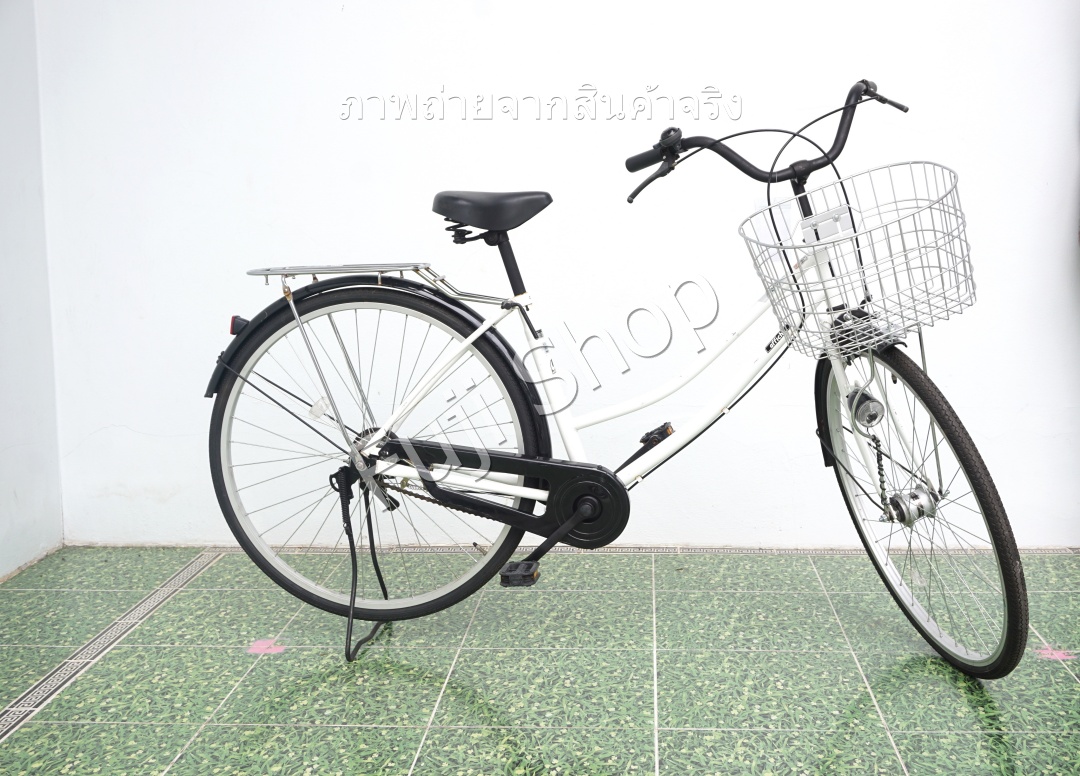 จักรยานแม่บ้านญี่ปุ่น - ล้อ 27 นิ้ว - ไม่มีเกียร์ - ไฟหน้าอัตโนมัติ - สีขาว [จักรยานมือสอง]
