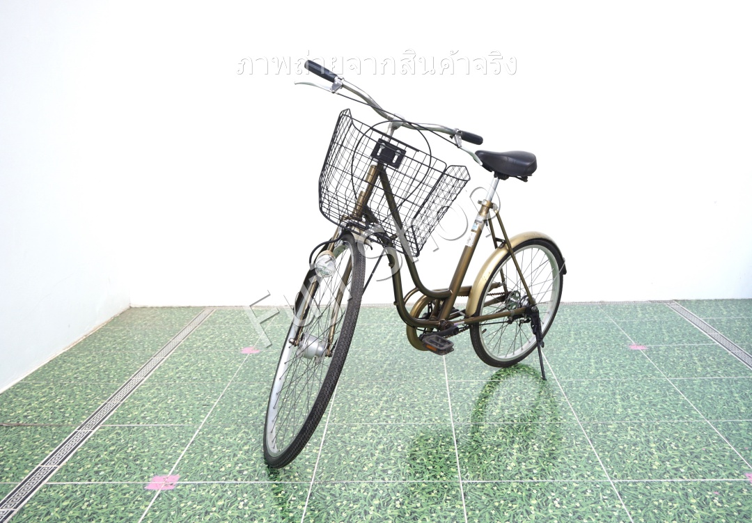 จักรยานแม่บ้านญี่ปุ่น - ล้อ 27 / 20 นิ้ว - ไม่มีเกียร์ - ไฟหน้าอัตโนมัติ - สีทอง [จักรยานมือสอง]