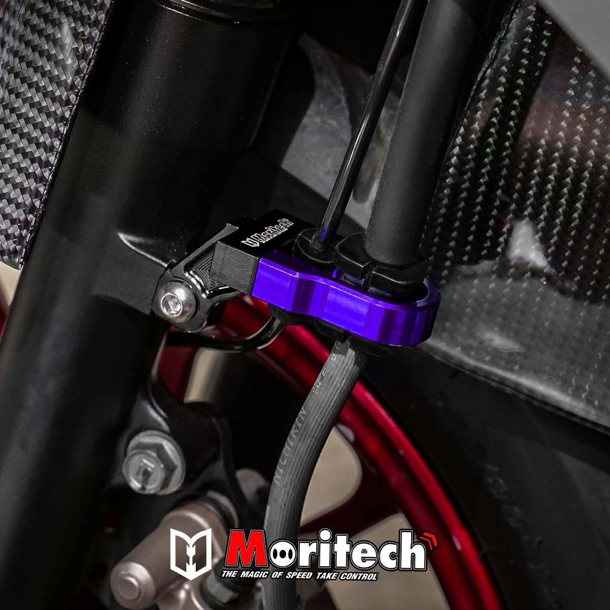 ขายึดสายน้ำมันดิสเบรคหน้า CNC MORITECH สำหรับรุ่น : GIORNO-125 / LEAD-125 / PCX-160