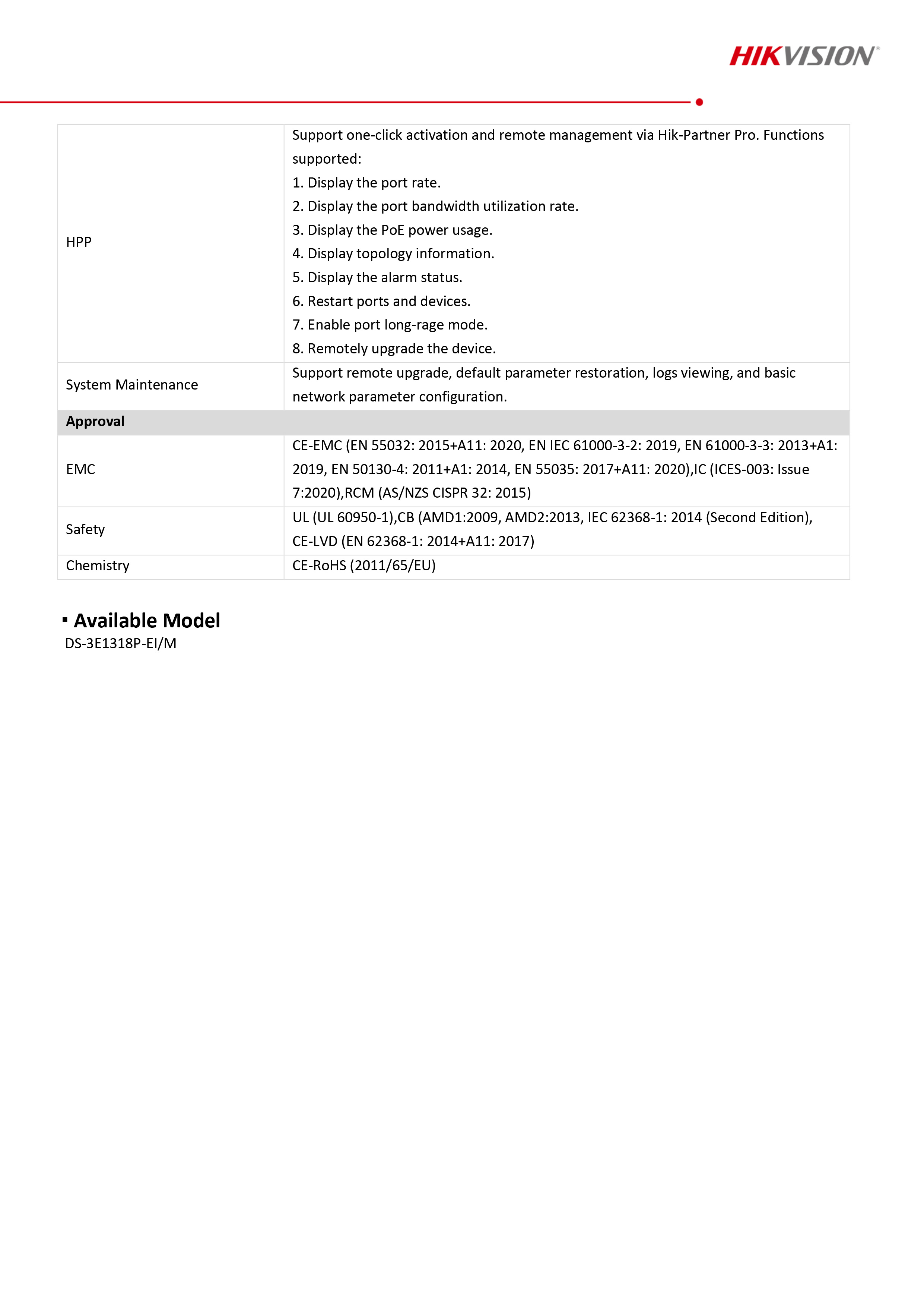 HIKVISION DS-3E1318P-EI/M : 16 Port Fast Ethernet Smart POE Switch BY BILLIONAIRE SECURETECH DS-3E1318P-EI/M