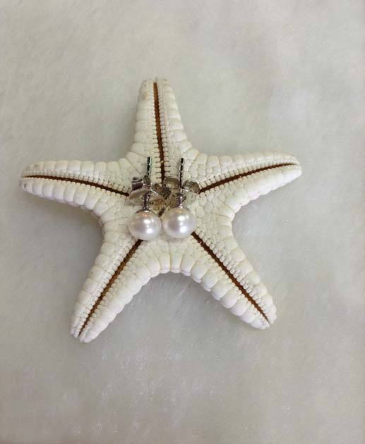 ต่างหูไข่มุกแท้ 5-5.5 มิล มุกซาลาเปา ก้านเงินแท้