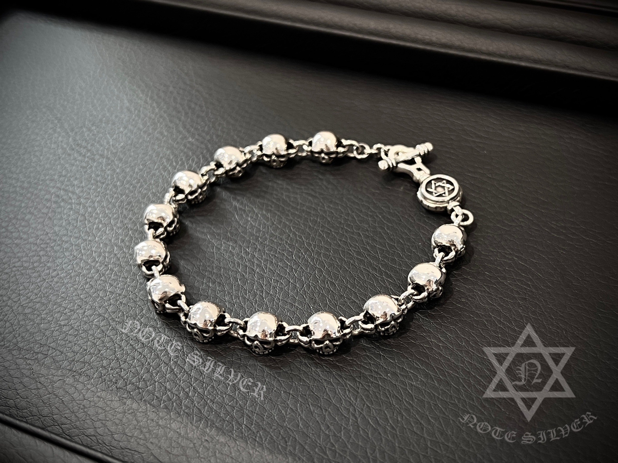 สร้อยข้อมือเงินแท้ หัวกะโหลก หัวเหน่ง Sterling Silver 925 NSSK1002