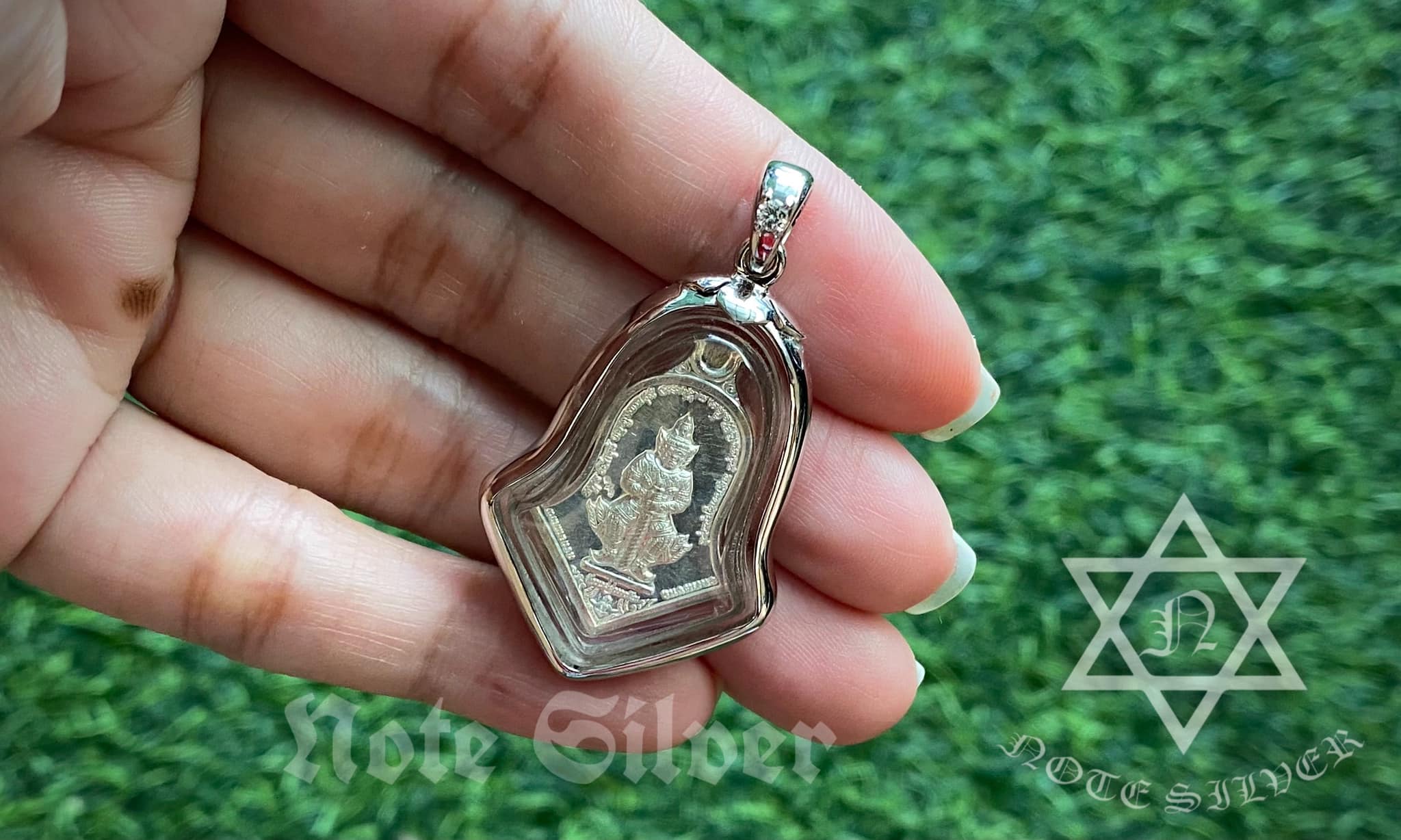 เลี่ยมกรอบพระ ผ่าหวาย ไวท์โกลด์ ทองขาว 9K White Gold
