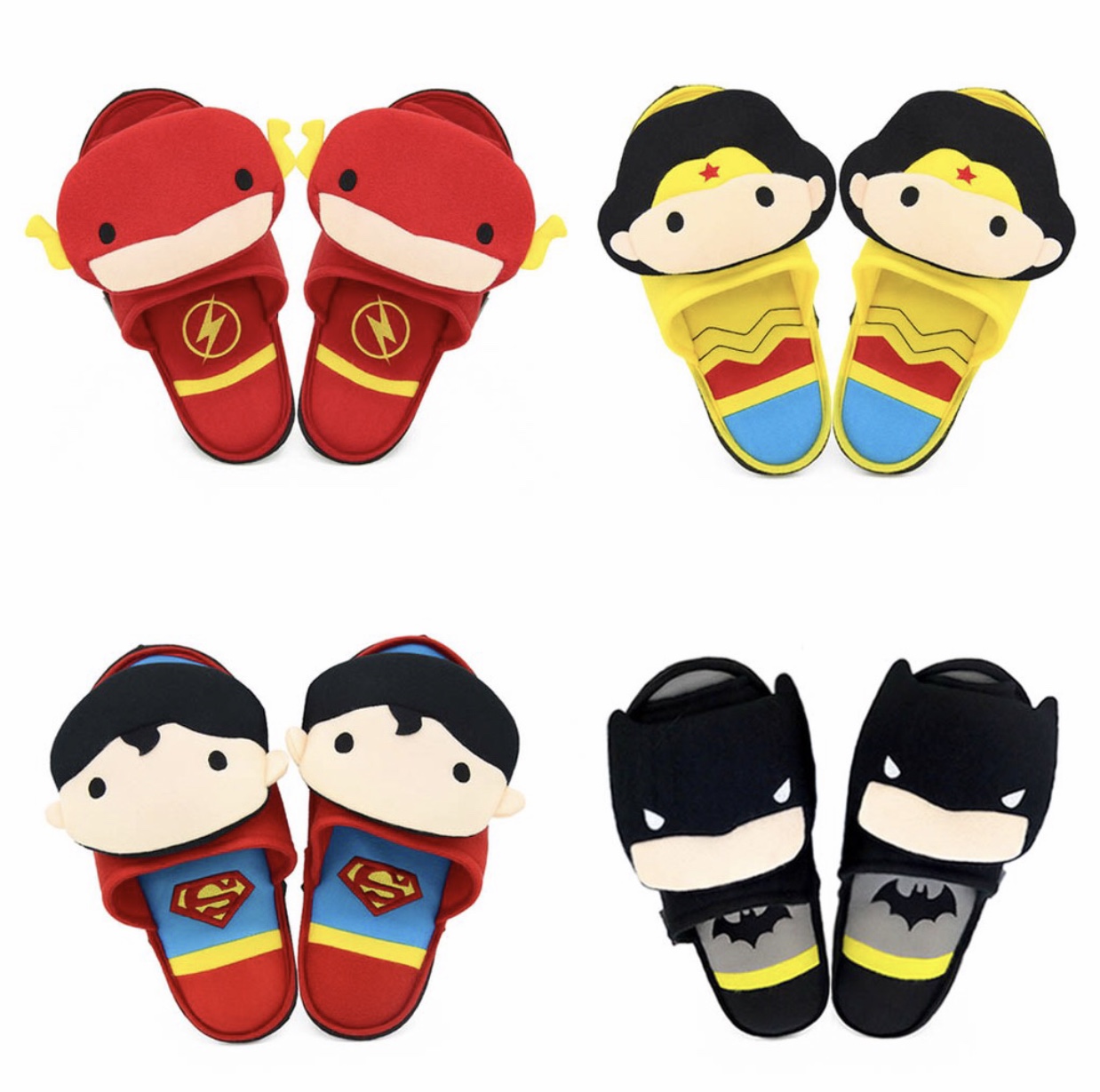 DC ลิขสิทธิ์แท้ ตุ๊กตา รองเท้าใส่ในบ้าน ซุปเปอร์ฮีโร่ DC Comics The flash / Wonder woman / Batman / Superman Chibi Slippers Shoes Sandal 10.5"