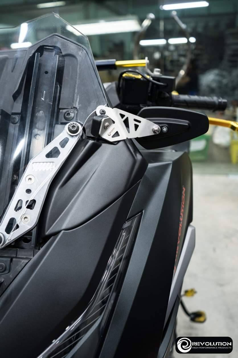 กระจกยึดข้างชิวหน้าพร้อมขายึดสแตนเลส Revolution