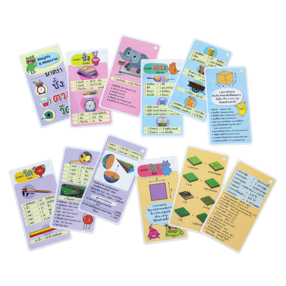 บัตรคำ Flashcards ชุดพกพา ET-782 พวงกุญแจมาตราชั่ง ตวง วัด