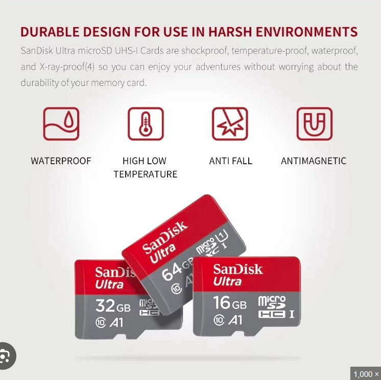 SANDISK ULTRA A1 MicroSD Card SDSQUAR_032G_GN6MA : 32 GB (BY SYNNEX) Class 10 BY BILLIONAIRE SECURETECH SANDISK ULTRA A1 32GB