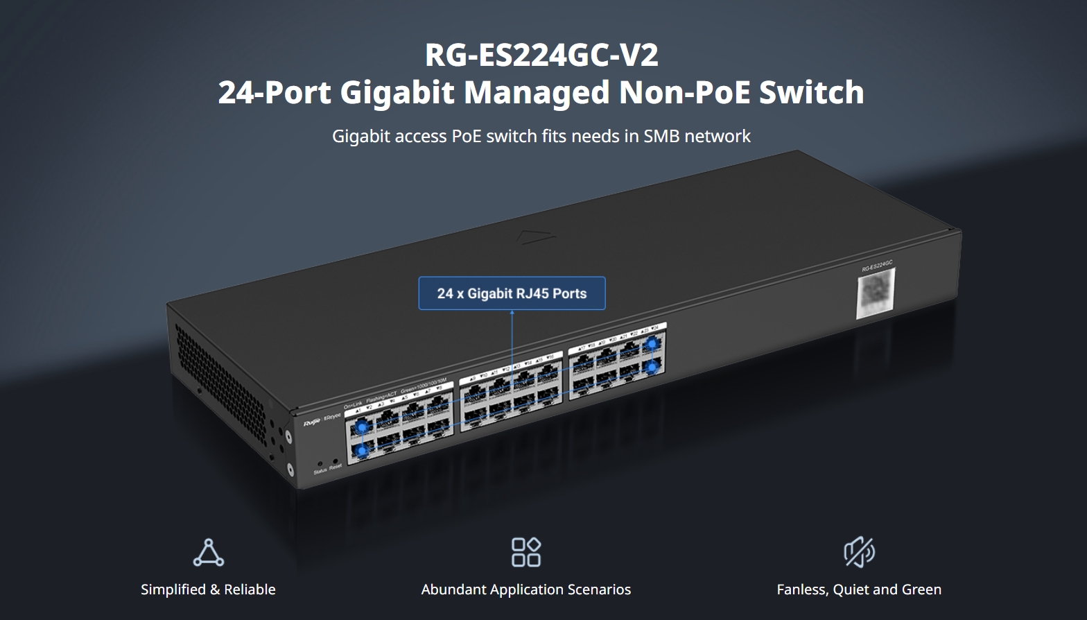 RUIJIE RG-ES224GC-V2 24-Port Cloud Manage Gigabit Switch BY BILLIONAIRE SECURETECH RG-ES224GC-V2