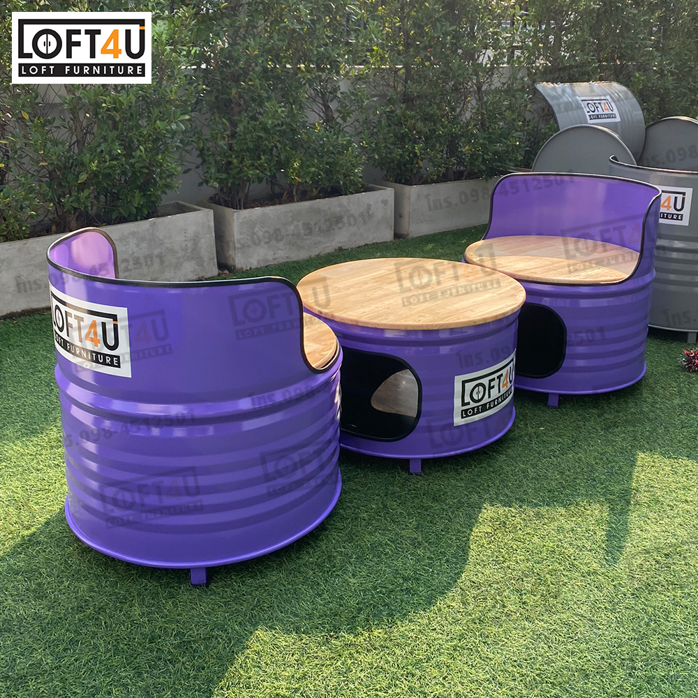 โต๊ะคาเฟ่2ที่นั่ง : Cafe Table Set : wooden cushion / 2 seats