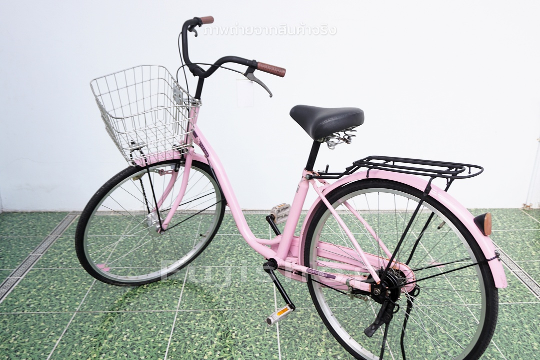 จักรยานแม่บ้านญี่ปุ่น - ล้อ 26 นิ้ว - ไม่มีเกียร์ - ไฟหน้าอัตโนมัติ - สีชมพู [จักรยานมือสอง]