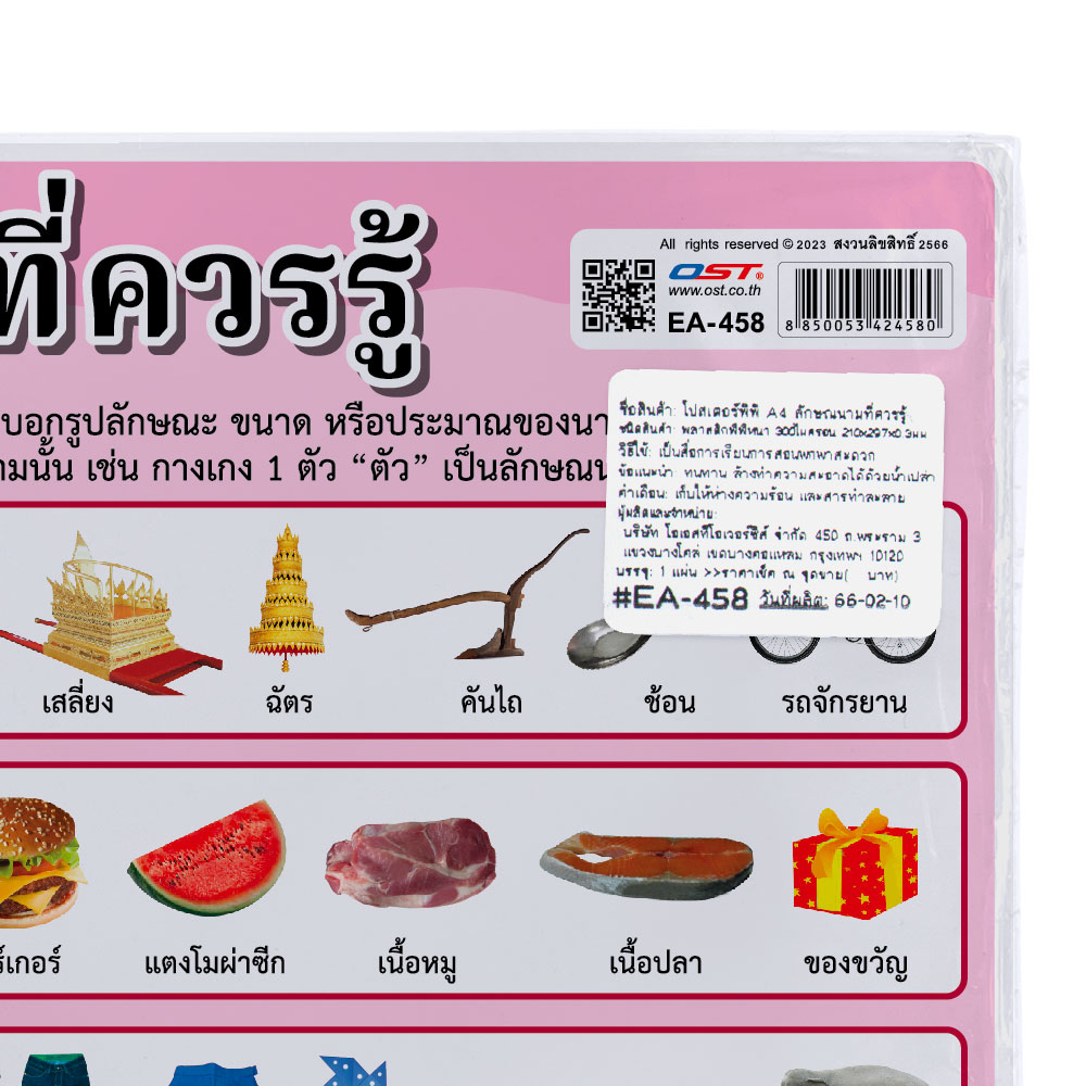 โปสเตอร์ความรู้ วิชาภาษาไทย ขนาดA4