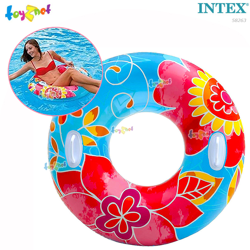 Intex ส่งฟรี ห่วงยางลายใบไม้ 38 นิ้ว (97 ซม.) ดอกรัก รุ่น 58263