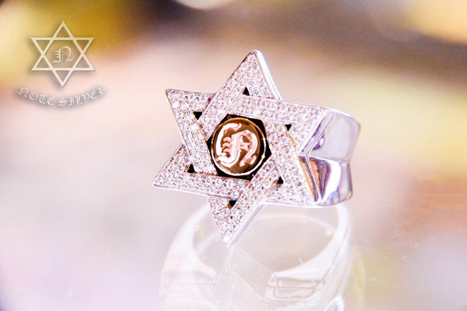 แหวนเงินแท้ ดาว 6 แฉกฝังเพชร ตัวเรือนตัน Cubic Zirconia with Star of David Sterling Silver .925 NSRG1115