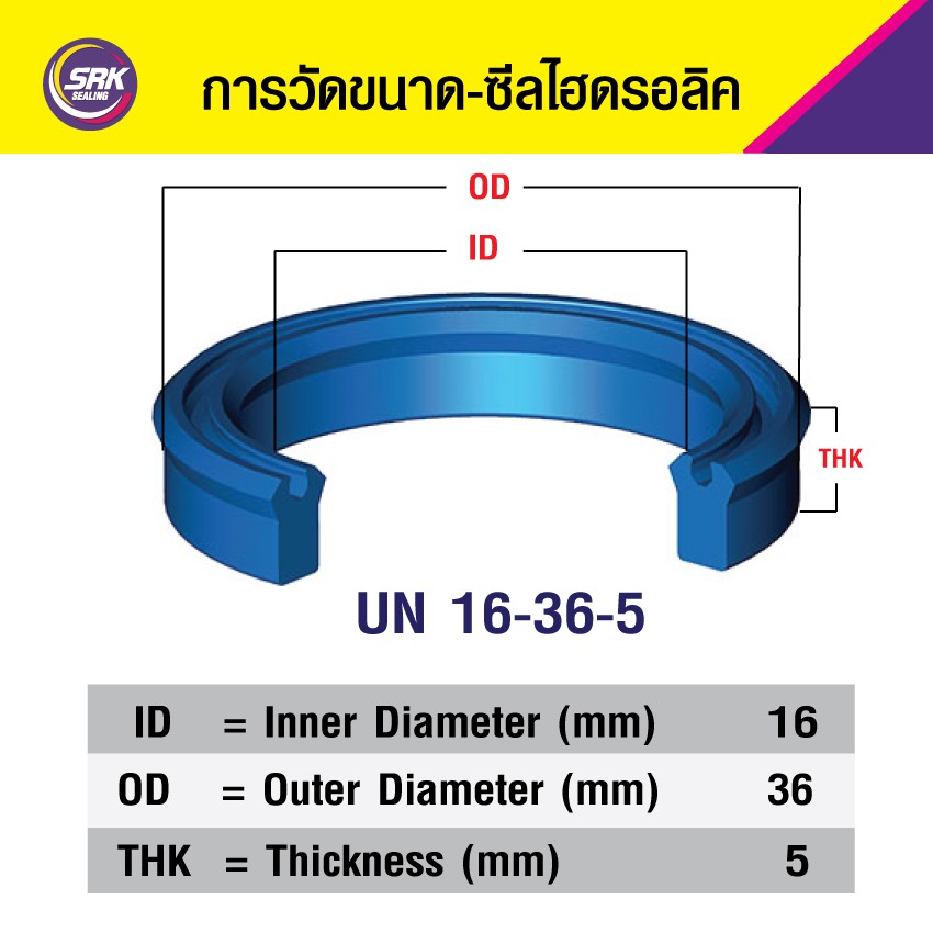 UN 16-36-5 ซีลกระบอกไฮดรอลิค, ซีลยูคับ,ซีลลูกสูบ, ซีลแกน Piston & Rod seal ,U-CUP