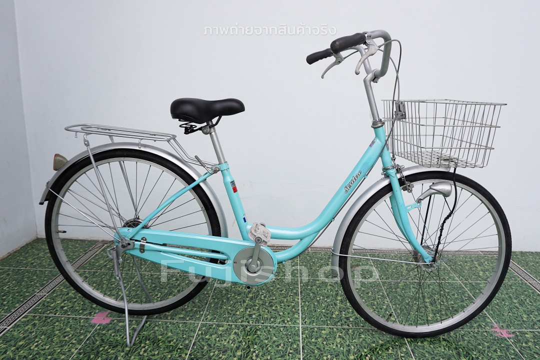 จักรยานแม่บ้านญี่ปุ่น - ล้อ 26 นิ้ว - ไม่มีเกียร์ - ไฟหน้าอัตโนมัติ - Sentire - สีฟ้า [จักรยานมือสอง]